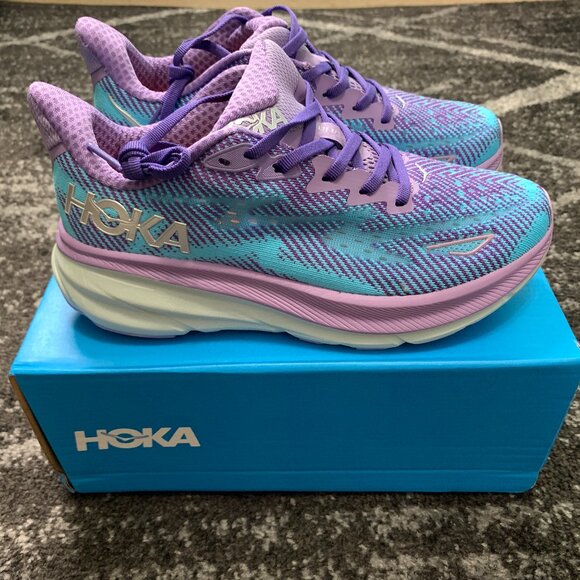Hoka One One Shoes - HOKA Clifton 9 Women's Athletic Running Sneaker Shoes Blue/Violet 5 through 7.5